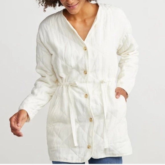 Marine Layer Jackets & Blazers - Marine Layer Tiff Quilted White Linen Jacket